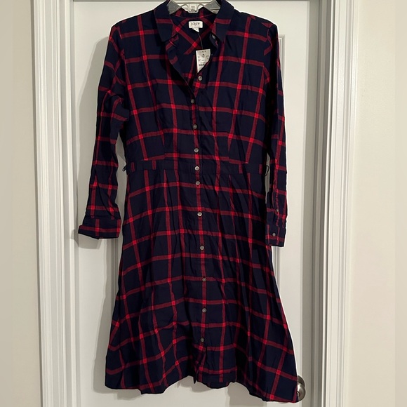 NWT J Crew Tie Waist Flannel Shirtdress 😍🤩 - Picture 9 of 16